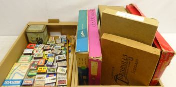 Quantity of advertising matchboxes, Coronation souvenir tin, vintage branded boxes etc,