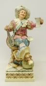 Large early 20th century Italian figure of a seated gentleman in 17th century style costume with a