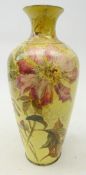 Late 19th century vase by John Bennett (1840-1907) painted with chrysanthemums amongst foliage on