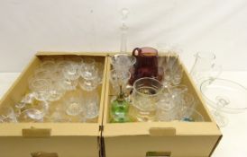 Set of six crystal tumblers with hobnail panels,