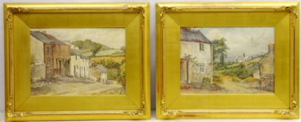 Village Scenes, pair of 19th/early 20th century watercolours signed C L Bancroft 24.5cm x 34.