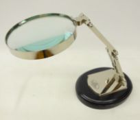 Desk top magnifying glass on oval ebonised base Condition Report <a href='//www.