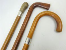 Mahogany Propeller walking stick with inlaid boxwood Propeller, L86cm,