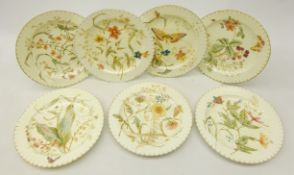 Set of Seven Victorian Royal Crown Derby Harrow plates,