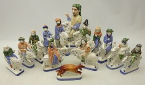 Collection of Thirteen Rye Pottery Canterbury Tales figures comprising; Geoffrey Chaucer, H31cm,