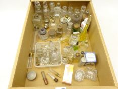 Collection of 19th century and later glass bottles including scent, salts, atomizers,