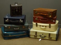 Five mid 20th century suitcases (L72cm maximum) and three others Condition Report
