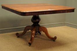 19th century mahogany breakfast table, square moulded tilt top,