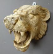 Carved hardwood wall mounted lion head, D27cm Condition Report <a href='//www.