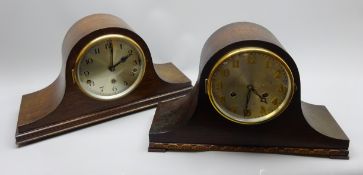 20th century mantel clock in domed oak case,