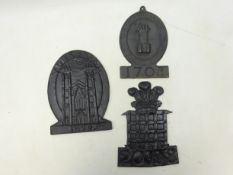 Three Reproduction Salop cast iron Fire Marks for Yorkshire,