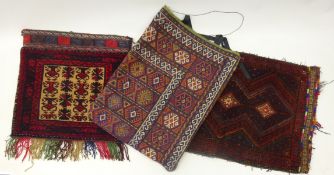 Turkish mat with three central flat weave lozenge panels, 65cm x 42cm,