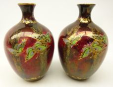 Pair Crown Devon Fieldings Sylvan Lustrine ovoid form vases,