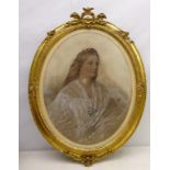 Portrait of a Lady, oval pastel drawing signed by Jane Masters Rogers 'London' (British fl.