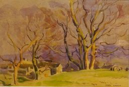 Rural Village Landscape, watercolour signed by Fred Lawson (British 1888-1968) 18.5cm x 27.