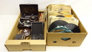 Vintage 'Ormond' bakelite hairdryer in case, table lighter, wine accessory set, vintage maps,