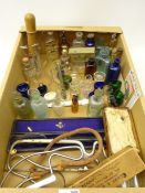 19th/ early 20th century prosthetic glass eye, quantity of chemist glass bottles,
