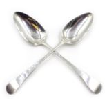 George III silver tablespoon by Solomon Hougham London 1799 and a tablespoon by Thomas Watson,