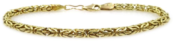 14ct gold Byzantine bracelet, stamped 585, approx 9.