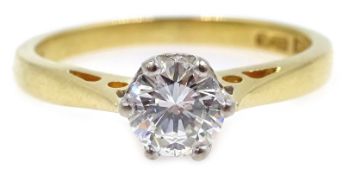 Solitaire diamond gold ring, hallmarked 18ct, diamond 0.