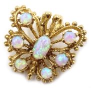 Gold opal set butterfly pendant, hallmarked 9ct Condition Report Approx 1.