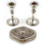 Pair of silver miniature candlesticks Birmingham 1979 11cm,