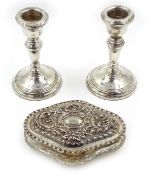 Pair of silver miniature candlesticks Birmingham 1979 11cm,