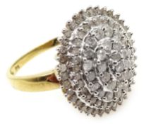 9ct gold oval set diamond cluster ring, diamonds 1 carat Condition Report Approx 3.