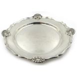 American silver tray by F M Whiting import marks, London 1915 approx.