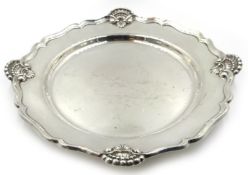 American silver tray by F M Whiting import marks, London 1915 approx.
