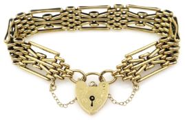 9ct gold five bar gate bracelet, hallmarked,