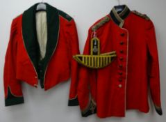 QEll British Military red Mess Jacket, another with green collar and waistcoat,
