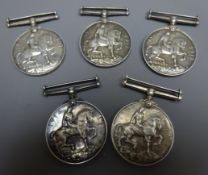Five WWl British War Medals awarded to 68224 Dvr. H.Pitt R.A., 160646 Gnr. R.Bertwistle R.A.