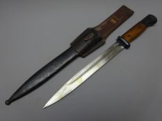 German Bayonet, 25cm blued steel single edge fullered blade with ricasso stamped Coppel GmbH,