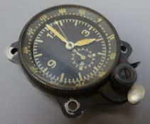 WW2 Luftwaffe navigator's clock, circular luminous dial with swivel bezel and subsidiary,