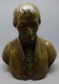 Large 19th century bronzed head and shoulder bust of Wellington, inscribed verso E. Smith Sept.