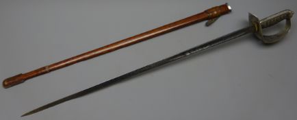 British infantry officers sword, 81.3cm steel blade inscribed W.