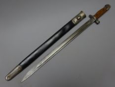 WWl Bayonet with 43cm single edge fullered blade, ricasso stamped Crowned GR over 1907, Wilkinson,