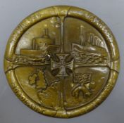RMS Lusitania, bronzed alloy commemorative circular plaque,