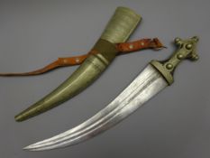 Middle Eastern dagger Jambiya with 35cm curving double fullered blade,