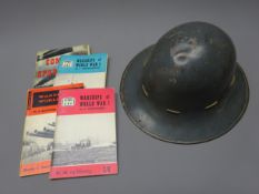 WW2 grey painted tin Helmet, with adjustable interior, stamped outside M, inside AMC 3 1941, H17cm,