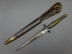 Fairbairn Sykes 2nd Pattern Fighting Knife, 16.5cm twin edged blade, etched 'Wilkinson Sword Co.