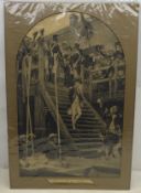 19th century monochrome print entitled 'Farewell to Nelson', 38 x 60cm,