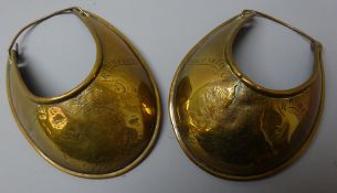 Pair of Georgian hammered copper Gorget, engraved 'Fishguard Volunteers GR' above Royal cypher,