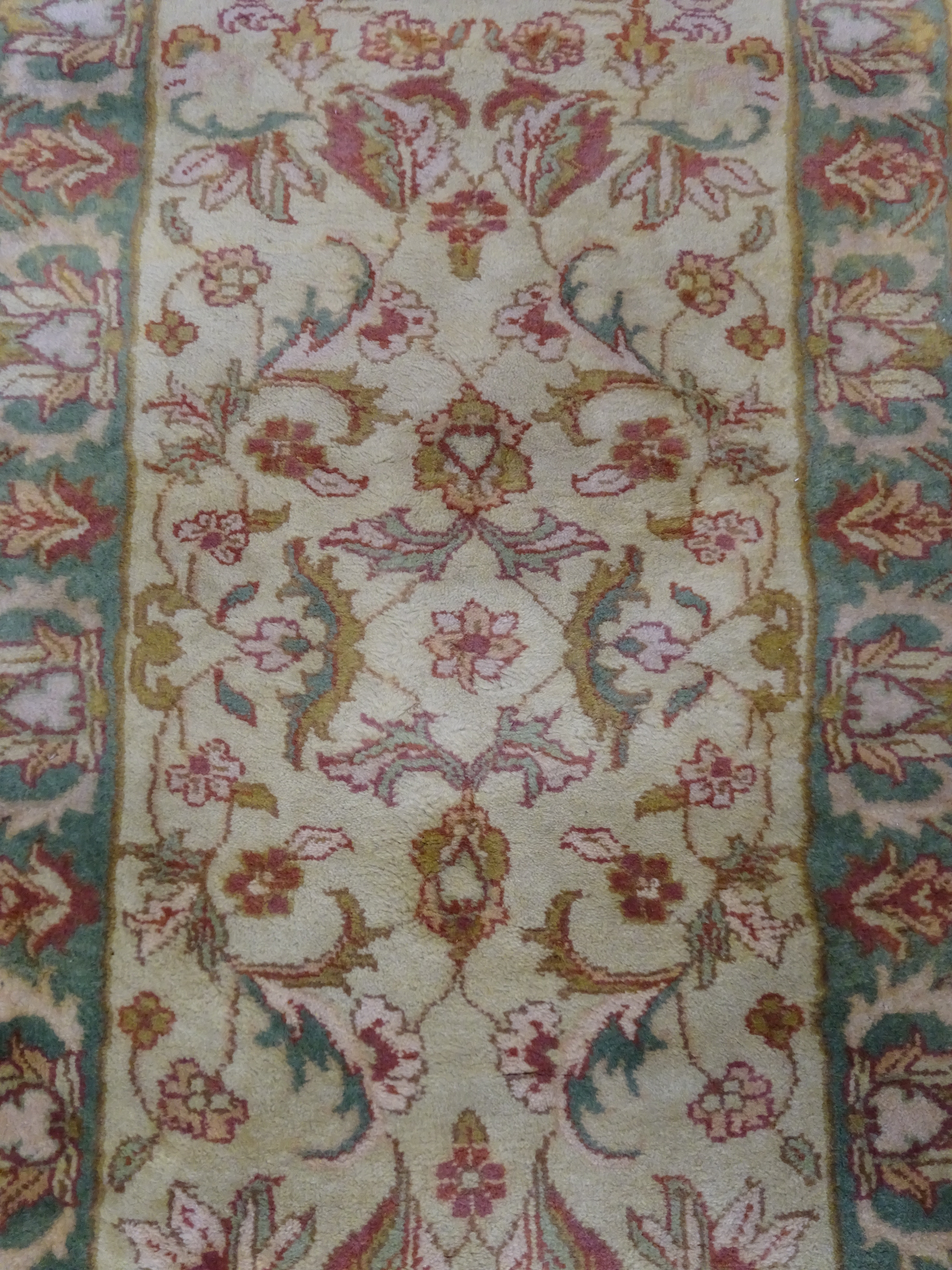 Two Raja design beige ground runners, floral field, repeating border, - Image 3 of 6