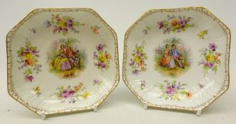 Pair early 20th century Berlin pottery dishes,