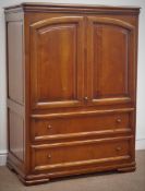 French style cherry wood media cabinet fitted with up and over door, two drawers, W95cm, H127cm,