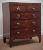 Early 19th century mahogany chest, two short and three long drawers, shaped apron with bracket feet,