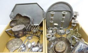 Group of silver-plate including 19th century and later teapots, Reed & Barton toast rack,