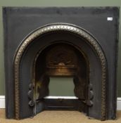 Victorian style cast iron fire inset with arched aperture, W96cm, H96cm,
